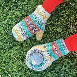 Crocheted Koozie Mitt and Mitten Set